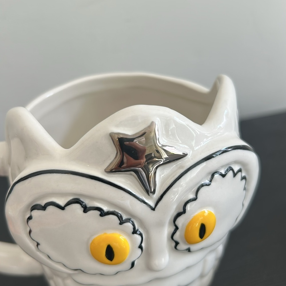 Anthropologie Francesca Kaye Halloween Owl Magic Mug Fall Birds Handpainted - Picture 2 of 11
